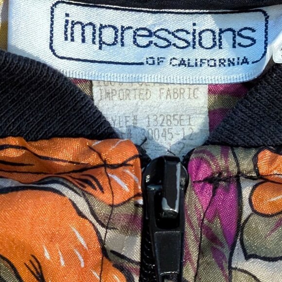 Vintage California Impressions Tropical Floral Satin Bomber Jacket SZ M - Picture 3 of 4